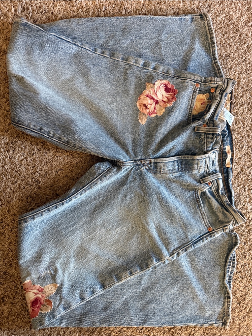 Levi's Light Blue Denim Bootcut Jeans with Floral Embroidery
